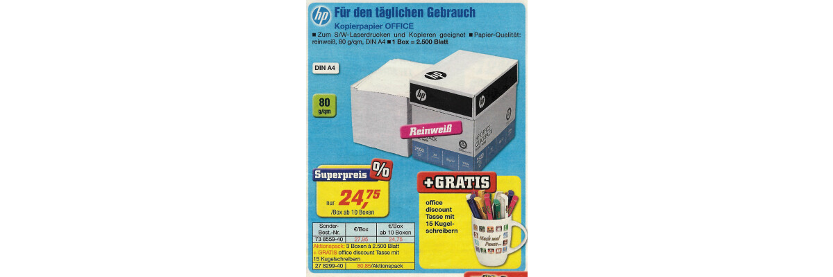 Super-Niedrig-Preis HP Office - HP Office Box Superpreis: 2.500 Blatt für unschlagbare 20,30 