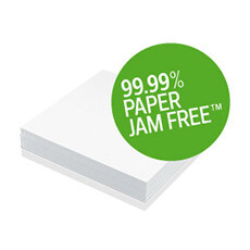 Pack Kopierpapier mit Artikelsticker: 99,99% Paper Jam Free