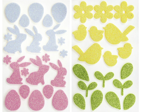 folia Moosgummi Glitter-Sticker "Frühling"