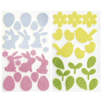 folia Moosgummi Glitter-Sticker "Frühling"