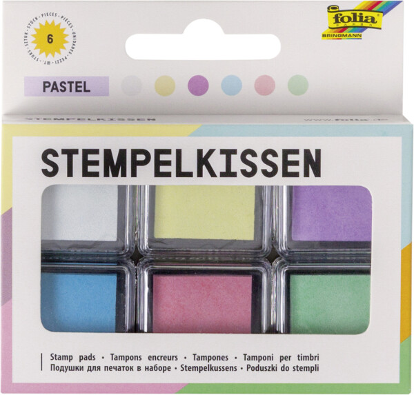 folia Stempelkissen Set "Pastell", 6-farbig sortiert