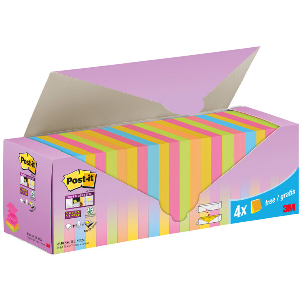 Post-it Haftnotizen super sticky z-notes, 76 x 76 mm, 20+4