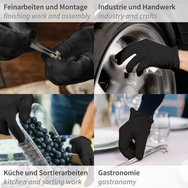 HYGOSTAR Baumwoll-Handschuh Nero, schwarz, XL