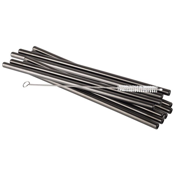 APS Trinkhalm, aus Edelstahl, L&auml;nge: 215 mm, schwarz