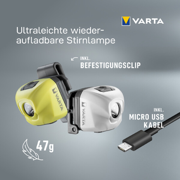 VARTA Kopflampe Outdoor Sports Ultralight H30R, wei&szlig;