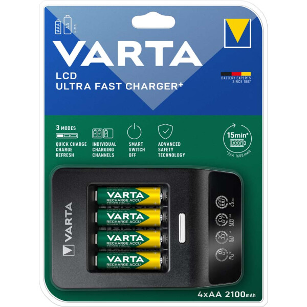 VARTA Ladeger&auml;t LCD Ultra Fast Charger+, inkl. 4x Mignon