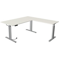 kerkmann Sitz-Steh-Schreibtisch Move 3 tube mit Anbau, grau