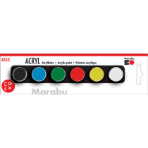 Marabu Acrylfarben-Set "BASIC", 6 x 3,5 ml