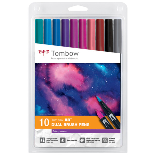 Tombow Doppelfasermaler "DUAL BRUSH PEN ABT", 10er Galaxy