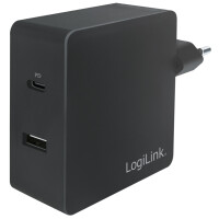 LogiLink USB-Steckdosenadapter, 2x USB, schwarz, 65 Watt