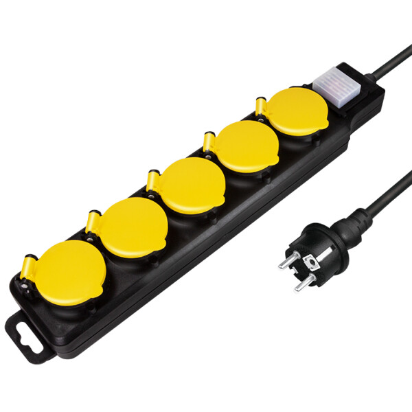 LogiLink Outdoor-Steckdosenleiste, 6-fach, schwarz, IP44