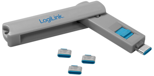 LogiLink USB-C Sicherheitsschloss, 1 Schlüssel 4 Schlösser