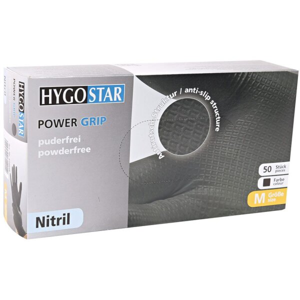 HYGOSTAR Nitril-Handschuh Power Grip, L, schwarz, puderfrei