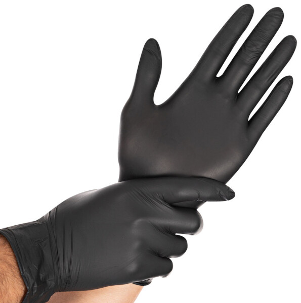 HYGOSTAR Nitril-Handschuh "DARK", L, schwarz, puderfrei