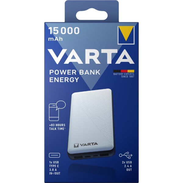 VARTA Mobiler Zusatzakku Power Bank Energy 15000, weiß