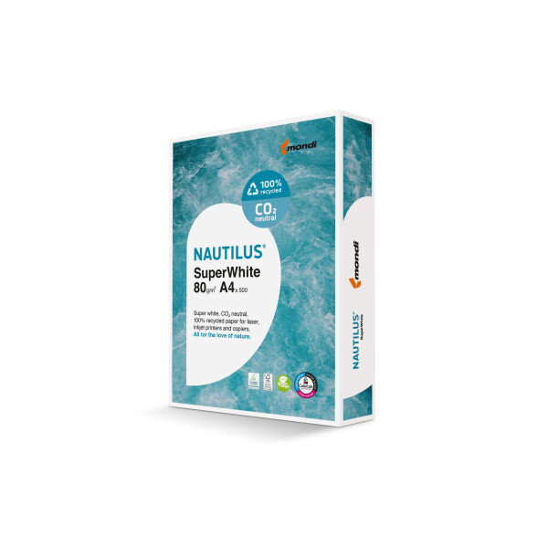 NAUTILUS SuperWhite Recyclingpapier weiß A4 80g - 1 Palette (100.000 Blatt)