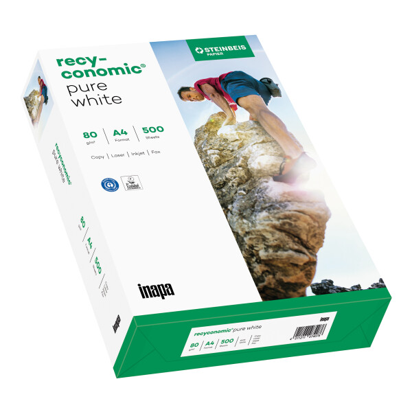 RECYCONOMIC Pure Recyclingpapier Naturwei&szlig; A3 80g - 1 Palette (50.000 Blatt)