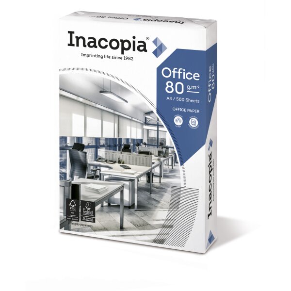 INACOPIA Office 4-fach gelocht Businesspapier wei&szlig; A4 80g - 1 Palette (100.000 Blatt)