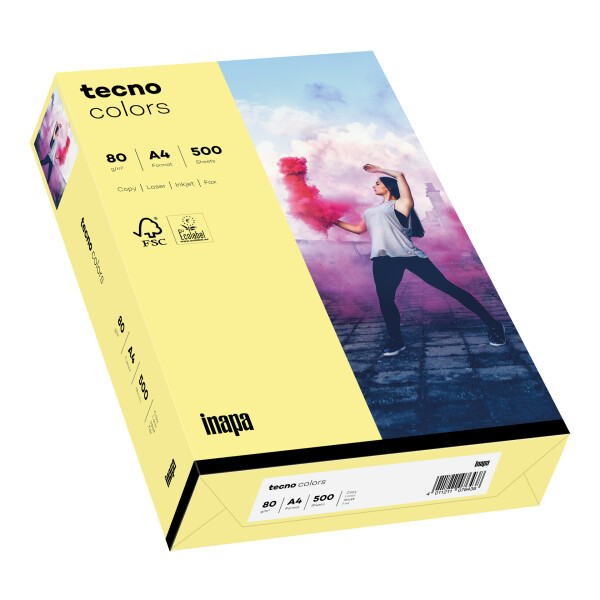 tecno colors hellgelb Kopierpapier A4 80g/m2 - 1 Karton (2.500 Blatt)