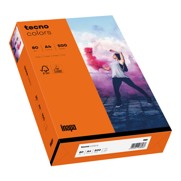 tecno colors intensivorange Kopierpapier A4 80g/m2 - 1 Karton (2.500 Blatt)
