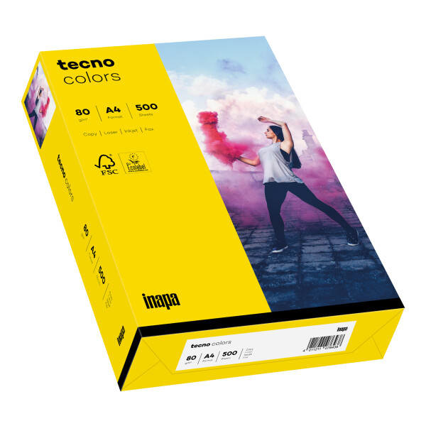 tecno colors intensivgelb Kopierpapier A4 80g/m2 - 1 Karton (2.500 Blatt)