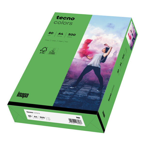 tecno colors intensivgrün Kopierpapier A4 80g/m2 - 1 Karton (2.500 Blatt)