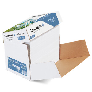 inacopia office 4-fach gelocht Maxbox weiß Kopierpapier A4 75g/m2 - 1 Karton (2.500 Blatt)