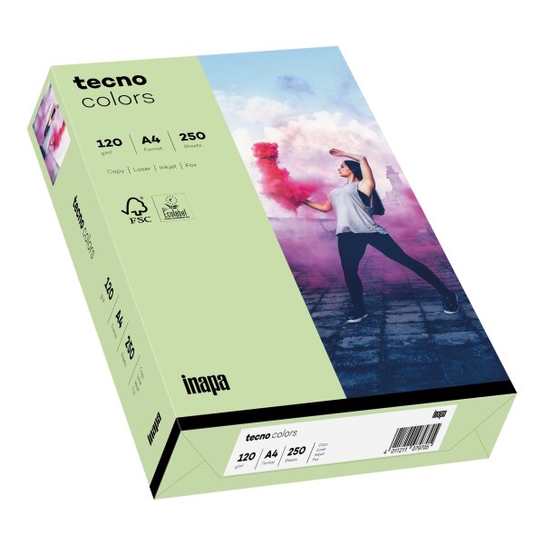 tecno colors mittelgr&uuml;n Kopierpapier A4 120g/m2 - 1 Karton (1.250 Blatt)