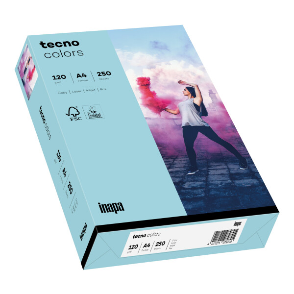 tecno colors mittelblau Kopierpapier A4 120g/m2 - 1 Karton (1.250 Blatt)