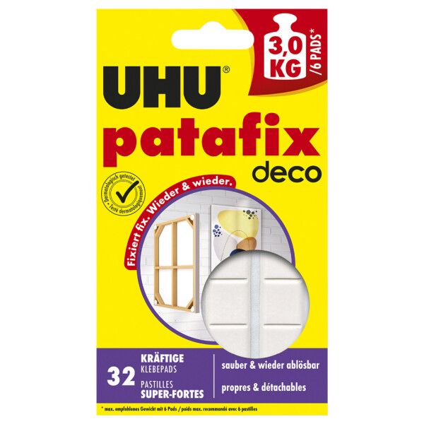 UHU Klebepads patafix deco, wieder abl&ouml;sbar, wei&szlig;