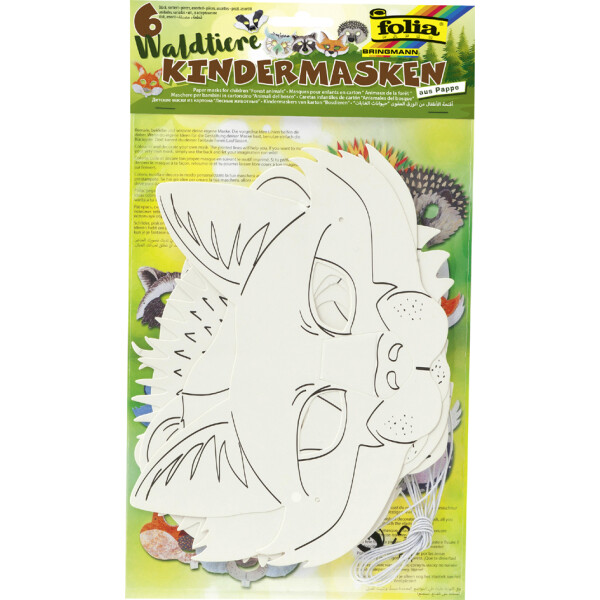 folia Kindermasken "Waldtiere", aus Pappe, wei&szlig;