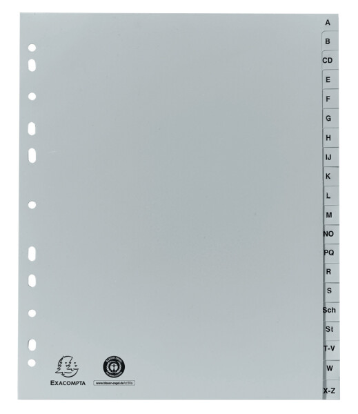 EXACOMPTA Kunststoff-Register, A-Z, DIN A4+, 20-teilig