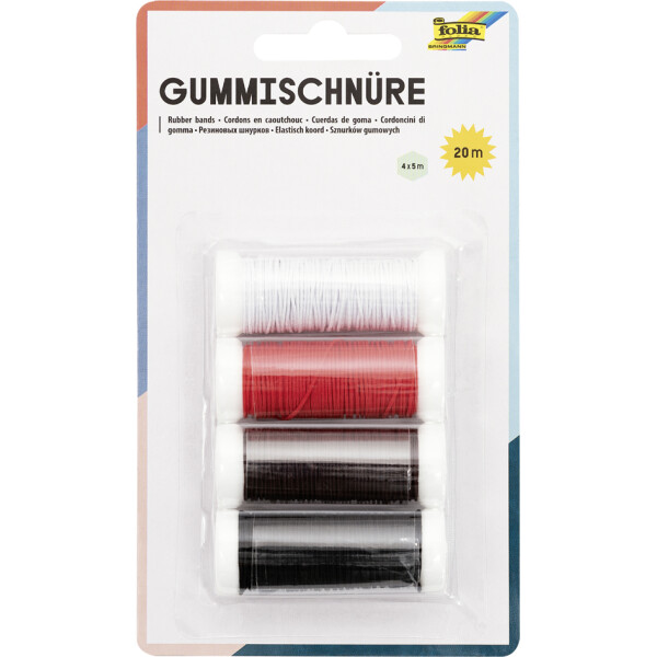 folia Gummischn&uuml;re BASIC, 4 Farben &agrave; 5 m sortiert