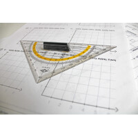 WEDO Geometriedreieck, Hypotenuse 160 mm, abnehmbarer Griff