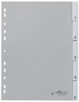 DURABLE Kunststoff-Register, A4, PP, 12-teilig, grau