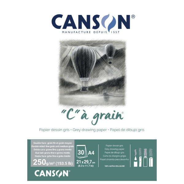 CANSON Zeichenpapierblock "C" &agrave; grain Couleur, grau meliert