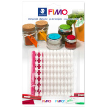 FIMO Stempelset, aus Kunststoff, 88 Zeichen, weiß