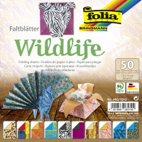 folia Faltblätter "Wildlife", 150 x 150 mm, 80g qm, 50 Blatt