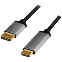 LogiLink DisplayPort - HDMI Kabel, 2,0 m, schwarz grau