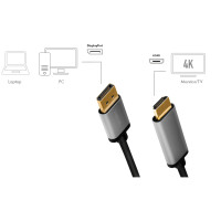 LogiLink DisplayPort - HDMI Kabel, 2,0 m, schwarz grau