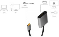 LogiLink USB-C - DisplayPort Adapterkabel, schwarz grau