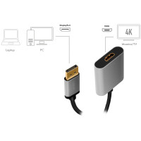 LogiLink DisplayPort - HDMI Adapterkabel, 0,15 m