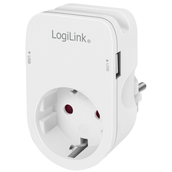 LogiLink Adapterstecker mit Smartphone-Ablagefl&auml;che, wei&szlig;