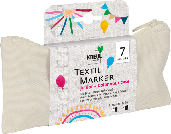 KREUL Textilmarker medium "Junior", Set "Color your case"
