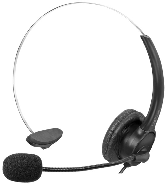 LogiLink Mono Headset, mit Mikrofon, USB-A-Stecker, schwarz