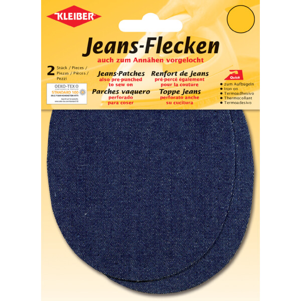 KLEIBER Jeans-Bügelflecken oval, 130 x 100 mm, dunkelblau