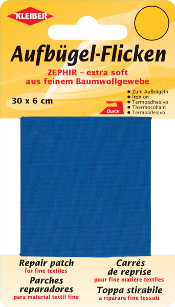 KLEIBER Zephir-Aufbügel-Flicken, 300 x 60 mm, mittelblau