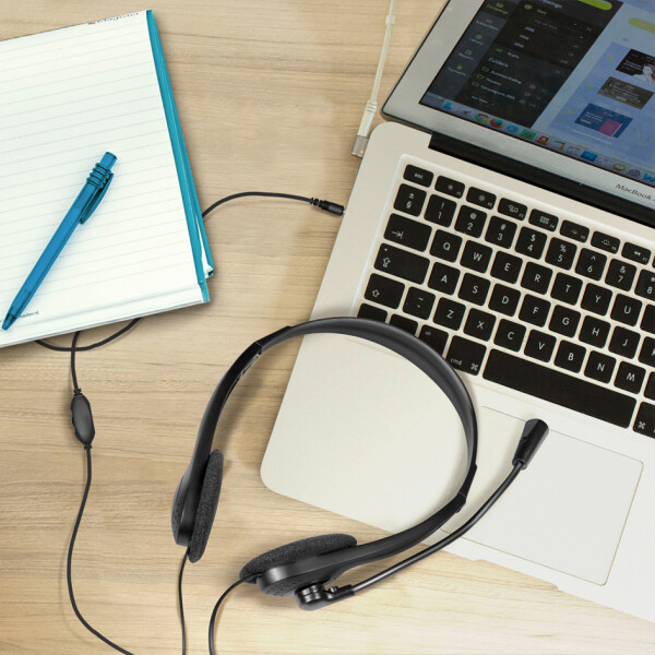 LogiLink Stereo Headset, mit Bügelmikrofon, schwarz