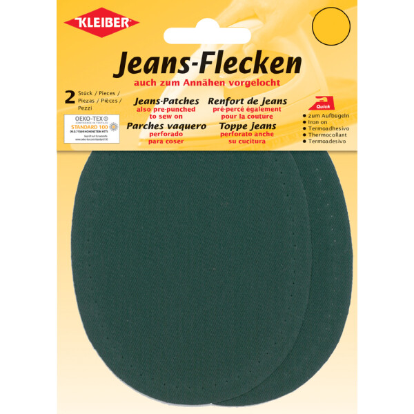 KLEIBER Jeans-Bügelflecken oval, 130 x 100 mm, grün