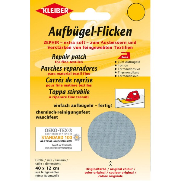 KLEIBER Zephir-Aufbügel-Flicken, 400 x 120 mm, weiß